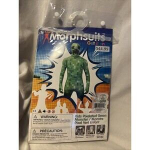 Morphsuits Kids L Cosplay Minecraft Pixelated Green Monster Halloween Costume